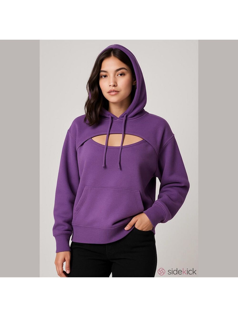 ELFSHE Women's Cutout Purple Cropped Hoodie